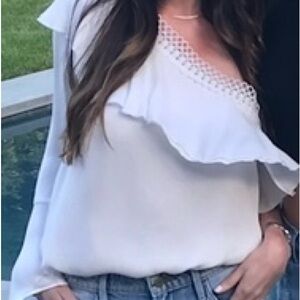 Intermix One Shoulder Ivory Blouse